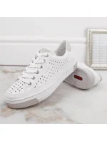 Rieker W RKR642 bílá kožená prolamovaná obuv