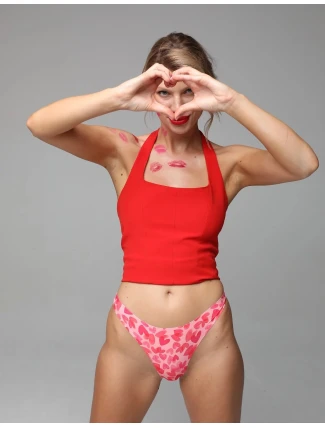 Dámské tanga Love Vibes Simple String Růžová mix - Julimex