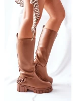 Vysoké hnědé boty s řetězem Teardown