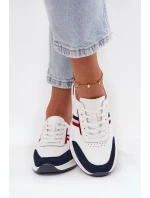 Dámské kožené sportovní boty bílo-tmavě modré Lorvessa Dámské kožené sportovní boty bílo-tmavě modré Lorvessa