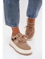 Zateplené dámské tenisky na platformě béžové Florinda
