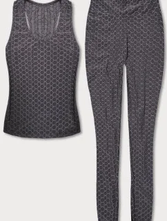 Dámský sportovní komplet - top a legíny YW88037-2 Tmavě šedá - J.STYLE