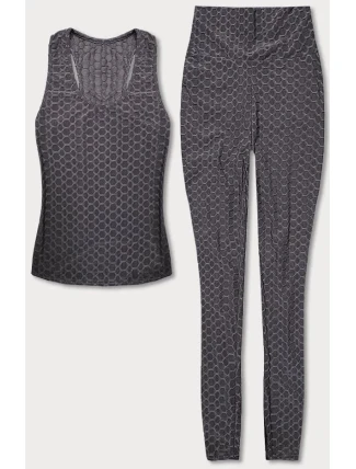 Dámský sportovní komplet - top a legíny YW88037-2 Tmavě šedá - J.STYLE Dámský sportovní komplet - top a legíny YW88037-2 Tmavě šedá - J.STYLE