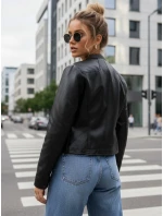 Dámská kožená bunda se stojáčkem černá FashionStreet TY5568