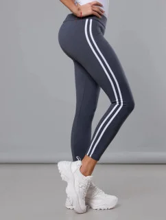 Dámské bavlněné legíny v grafitové barvě s lampasy (YW06038)