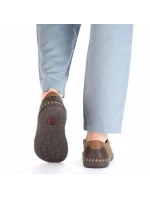 Pánská kožená prolamovaná nazouvací obuv béžová Rieker B2460-25