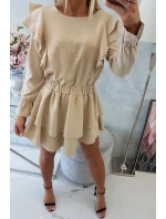 Šaty se svislými volány béžové Šaty se svislými volány béžové
