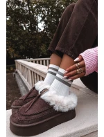 Dámské sněhule s kožíškem na platformě čokoládové Rosmira Dámské sněhule s kožíškem na platformě čokoládové Rosmira