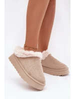 Dámské sněhule na platformě s kožešinkou a prošitími světle béžové Arelina Dámské sněhule na platformě s kožešinkou a prošitími světle béžové Arelina
