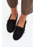 Dámské mokasíny s šněrováním a třásněmi Černé Glorina