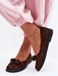 Kožené Semišové Dámské Polobotky Zazoo 379 Čokoládové