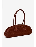 Kožená kabelka Bageta s přívěskem jezevčíkem Camel Annette