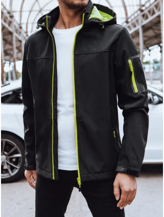 Pánská softshellová bunda s kapucí černá FashionStreet TX4473 Pánská softshellová bunda s kapucí černá FashionStreet TX4473