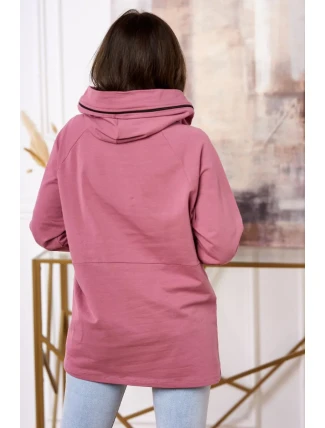 Tmavě růžová tunika na zip s kapucí Oversize Tmavě růžová tunika na zip s kapucí Oversize