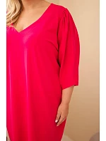 Dámské šaty Plus Size s kapsami fuchsiová