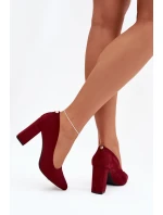Dámské semišové lodičky na podpatku Sergio Leone – bordové
