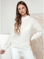 Dámský oversize svetr FEMWEAVE ecru FashionStreet MY2390