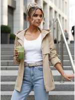 Dámská přechodná bunda s kapucí v kamelové barvě FashionStreet TY5627