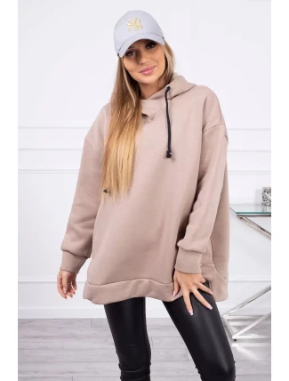Zateplená mikina se zipem na boku tmavě béžová Zateplená mikina se zipem na boku tmavě béžová