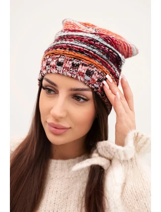 Čepice s fleecem Krystyna K207 červený+černý