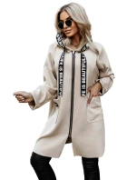 632-1 Ležérní kabát s kapsami a kapucí - béžový