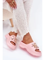 Pěnové Dámské Pantofle Se Zlatými Prstýnky Růžové Hortiana