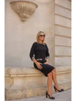 Denní šaty M416 - černo-hnědé - La Aurora