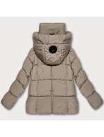 Tmavě béžová volná péřová dámská bunda s kapucí S'West (B8529-12)