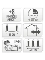 VÁNOČNÍ STROMEK SVĚTLA VENKOVNÍ SVĚTLO OPONA 180 VEDL ČASOVAČ TEPLÁ BÍLÁ PRŮHLEDNÝ KABEL