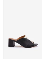 Kožené Dámské Klapky Na Podpatku Maciejka Černozlaté 06943-25