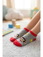 Dětské šedé kotníkové ponožky s opičkami a banány