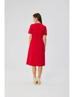 S361 Šaty s řasením na boku - červené