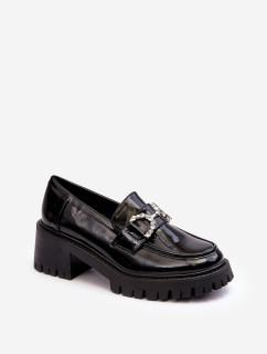 Dámské lakované boty s masivními vysokými podpatky, černá Lemmitty
