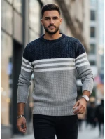 Pánský pruhovaný šedý svetr FashionStreet WX2230