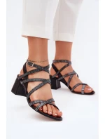 Kožené Dámské Sandály S Pásky Na Podpatku Maciejka 06969-01 Černé