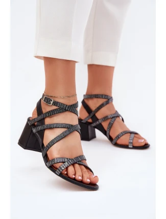 Kožené Dámské Sandály S Pásky Na Podpatku Maciejka 06969-01 Černé