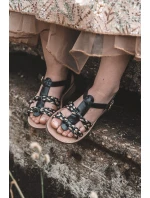 Dětské sandály na suchý zip s pruhy Černá Sammy Dětské sandály na suchý zip s pruhy Černá Sammy