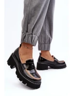 Kožené dámské mokasíny D&A MR870-32 černé