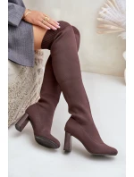 Kozáky Se Záplavou Po Kolena Na Podpatku Tmavě Zelené Esanira