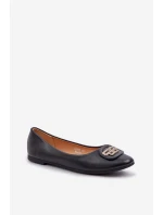 Baleríny Na Ploché Podešvi S Ozdobou Černé Ainoria Baleríny Na Ploché Podešvi S Ozdobou Černé Ainoria