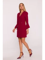 M876 Šaty s širokými manžetami - bordó