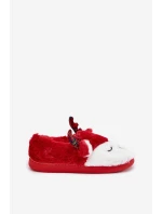 Dámské vánoční pantofle s motivem soba, huňaté – červené Orsella