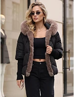 Dámská zimní prošívaná bunda s kožešinou, černá, FashionStreet TY5987