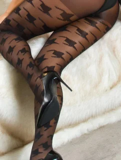 Dámské punčocháče se vzorem kohoutí stopa SH6016 černé - In-Stylefashion