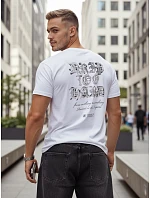 Pánské bavlněné tričko s potiskem bílé FashionStreet RX5434