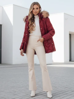 Dámská zimní bunda LUMORE prošívaná bunda s kapucí bordó FashionStreet TY5014