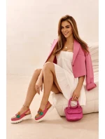 Dámské sandály na ploché podrážce s ozdobou oranžové D&A MR38-656