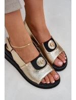 Dámské Sandály Na Klínu Zlaté Isnnoria
