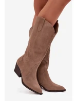 Kožené Semišové Kozačky Dámské Zateplené Khaki Urselle