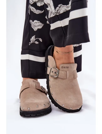 Dámské semišové pantofle na platformě Big Star – béžové Dámské semišové pantofle na platformě Big Star – béžové